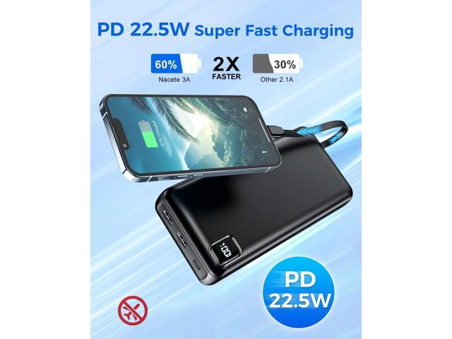 Portable Charger Power Bank 50000mAh Portable Phone Charger, PD 22.5W Fast Charging Powerbank Built in Cable, 5 Output 3 Input USB C LED Display...
