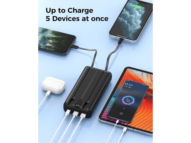 Portable Charger Power Bank 50000mAh Portable Phone Charger, PD 22.5W Fast Charging Powerbank Built in Cable, 5 Output 3 Input USB C LED Display...