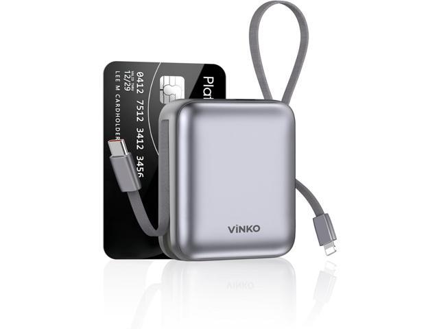 VINKO Small Portable Charger, 22.5W Fast Charging Mini Power Bank 10000mAh with Built-in Cables LED Display, Travel Essential USB-C Battery Pack...