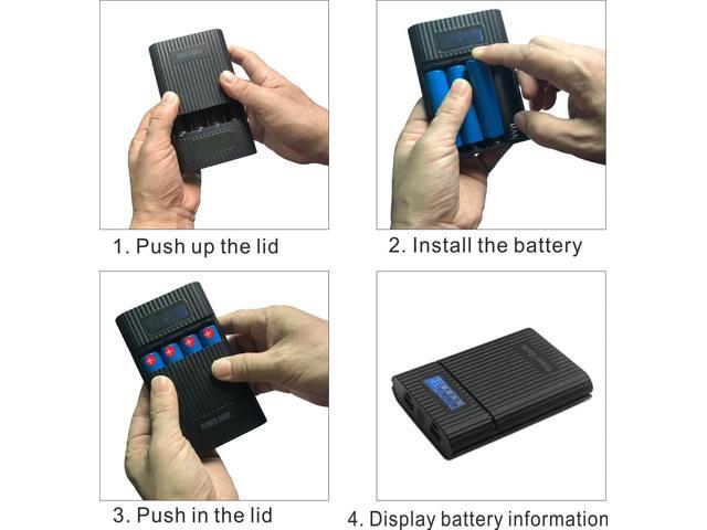LIJIANI Battery Charger Case,Portable DIY Power Bank Box with LCD Display 2 USB Output,Micro and Type c Input, Smart Charger for 3.7v Li-ion...