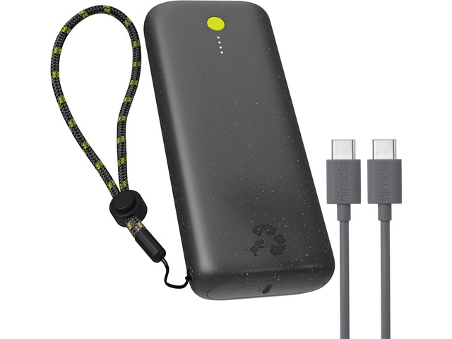 Nimble Champ Pro Portable Charger, 20,000mAh Power Bank with Cable, 65W Dual USB-C Fast Charging Battery Pack, Travel Essential Phone Power Bank...