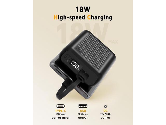 Wulcea 12v 18400mAh Power Bank High Capacity Type-C InputUSB Type-C DC Output Fast Charge for Graphene Heated Jacket Heated Vest Long Lasting...