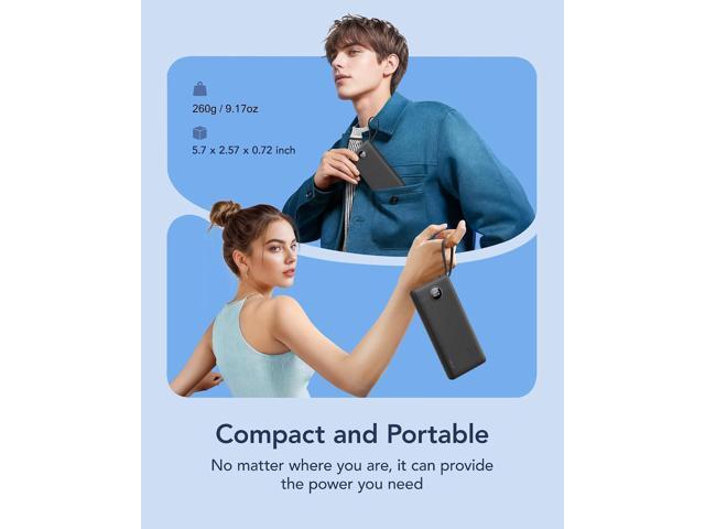 VRURC Portable Charger with Built in Cables, Slim Power Bank 10000mAh, USB C Battery Pack Travel Essential, 5 Outputs 2 Inputs Phone Charging Bank...