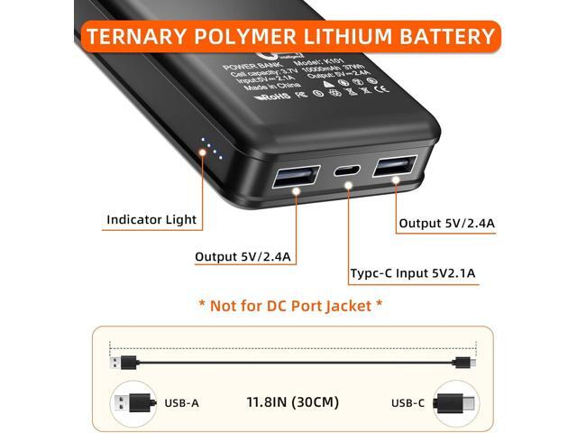 5V2.4A Power Bank for Heated Jacket Vest Underwear Pants, 2 Pack Portable 10000mAh Dual USB Output Ports Battery Pack for Smart Device