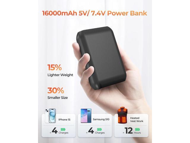 ./ Heated Vest Battery Pack, Power Bank with USB/Type-C/DC (3.5/3.8/4.0) Output and LED Display, for Heated Vests, Hoodies, and Jackets up to 12H