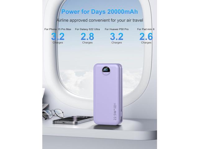 Portable Charger with Wall Plug, 20000mAh USB C Power Bank Fast Charging, External Battery Pack with Built in Cables, Digital Display, 5 Output 2...
