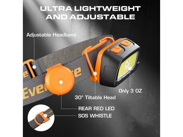EverBrite Rechargeable Headlamp - 350 Lumens Headlight with Red/Green Light and Tail Light, 7 Lighting Modes with Memory Function, Perfect for...