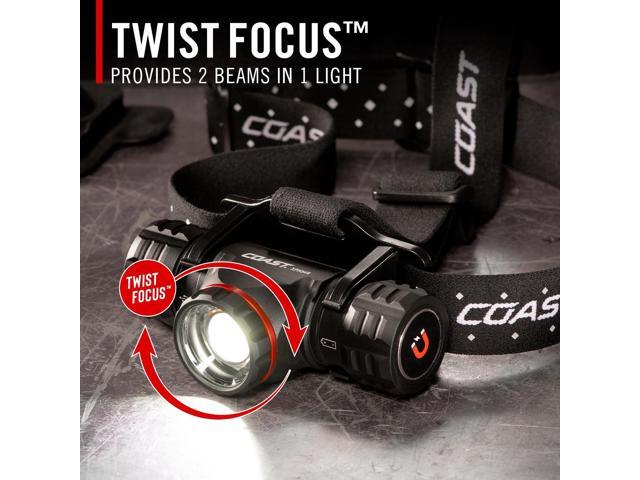 Coast XPH34R 2075 Lumen USB-C Rechargeable-Dual Power LED Headlamp withPURE Beam Twist Focus and Magnetic Base