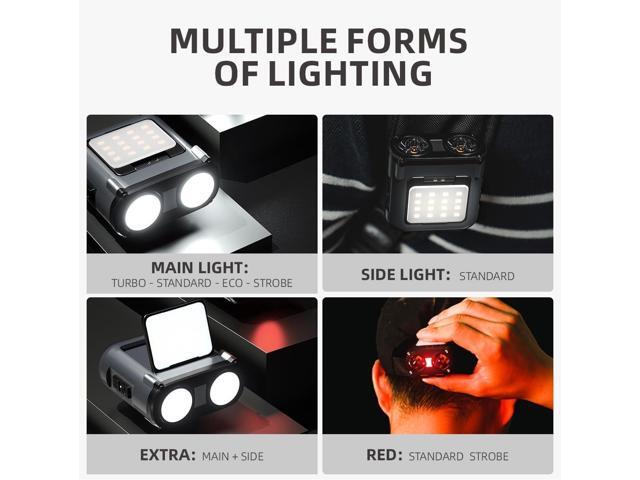 WARSUN Rechargeable Fishing Headlamp 800 Lumens LED Headlight with 90° Adjustable COB Panel, Motion Sensor, 5 Modes, Ideal for Night Fishing,...