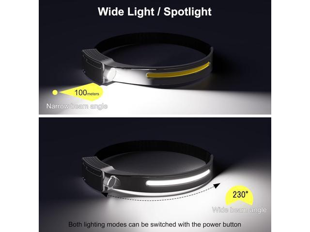 LED Headlamp Rechargeable Waterproof, Motion Sensor Hardhat Headlamp with Clips, 230°Wide Beam Head Lamp 6 Modes, for Adults, Kids, Camping,...