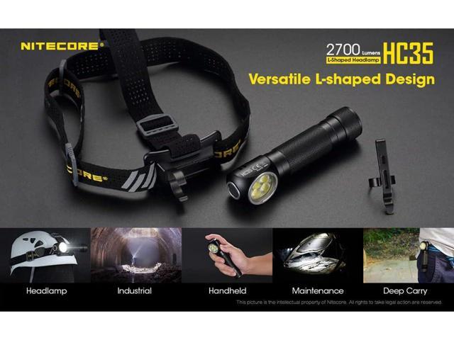 Nitecore HC35 Headlamp Flashlight with Battery, 2700 Lumen USB Rechargeable L-Shape Detachable with LumenTac Organizer