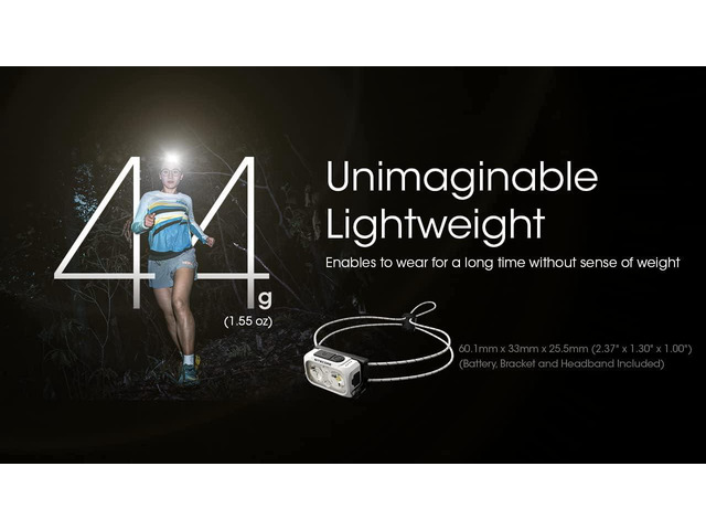 Nitecore NU21 Running Headlamp, 360 Lumen Ultralight USB-C Rechargeable with White and Red LEDs and a Sticker (Black)