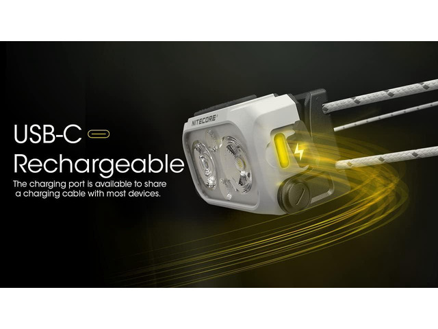 Nitecore NU21 Running Headlamp, 360 Lumen Ultralight USB-C Rechargeable with White and Red LEDs and a Sticker (Black)
