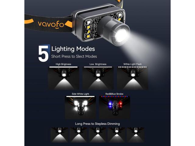 VAVOFO 2-Pack LED Headlamp Flashlight, 500 Lumen Rechargeable Waterproof Outdoor Headlight with Bright White +Red Light, Stepless Dimming,...