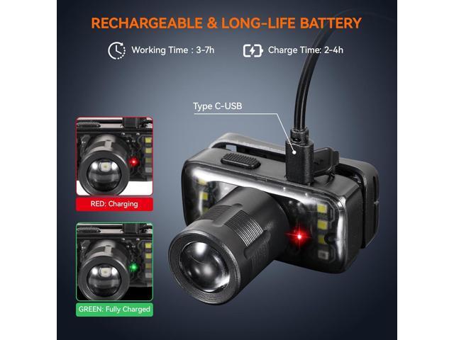 VAVOFO 2-Pack LED Headlamp Flashlight, 500 Lumen Rechargeable Waterproof Outdoor Headlight with Bright White +Red Light, Stepless Dimming,...