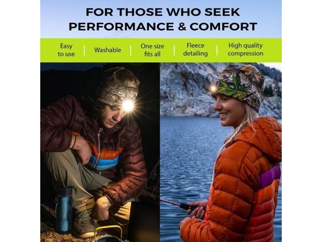 POWERCAP LED Hat Light 150 Lumens Rechargeable Fleece Beanie with Bright Built-in Headlamp Waterproof LED Warm One Size Cap