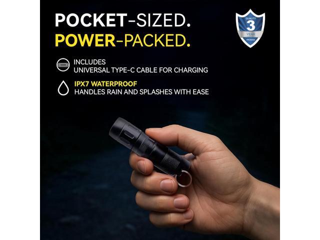 CLT Mini EDC Rechargeable Flashlight Magnetic Keychain, Snap on/off, 105 Lumen, Portable and Compact LED Keychain Flashlights - Durable Built-in...