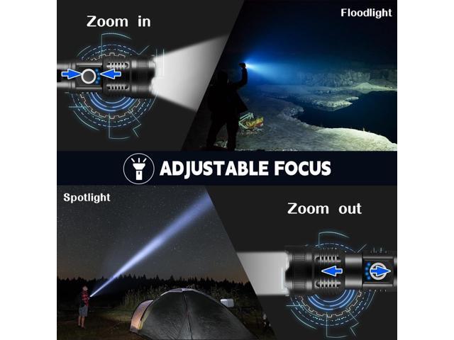 3Pack Rechargeable Flashlights High Lumens, 5Modes LED Flashlight Rechargeable, Super Bright Flashlight High Powered, Adjustable Tactical...