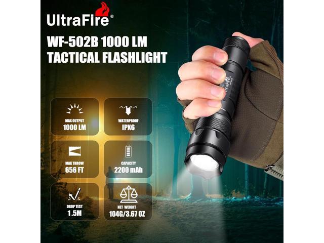 ULTRAFIRE Tactical Flashlight WF-502B 1000 Lumens - Single Mode Mini LED Flashlight,Bright Military-Grade Police Flashlight for Security, Camping...