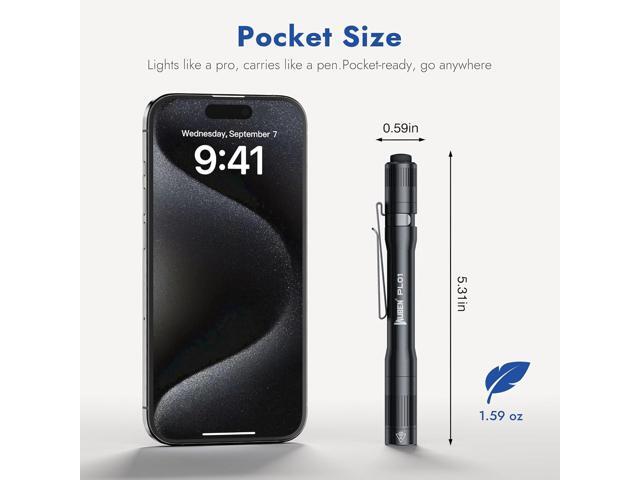 WUBEN PL01 Pen Light, 650 Lumens Pocket EDC Flashlight Rechargeable, Bright LED Pen Flashlight, IP68 Handheld Flash Lights, Compatible 2 AAA...