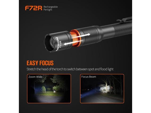 NICRON F72R Pen Light, Pocket Flashlight with Clip,5 Modes 450 lumens mini Rechargeable Flashlight Including Batteries, Focusing penlight ipx4...