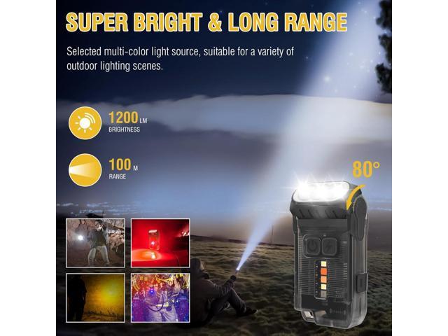 BORUIT V15 LED Small Powerful EDC Flashlight with Warm White Red Light,Super Bright USB C Rechargeable 10 Modes Mini Pocket Keychain Flash Light...
