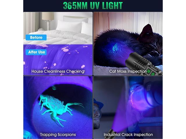 AdamStar UV & High Lumens Flashlight Rechargeable, 2-in-1 Powerful Blacklight LED Flashlight Tactical 6 Modes Super Bright Waterproof Zoomable...