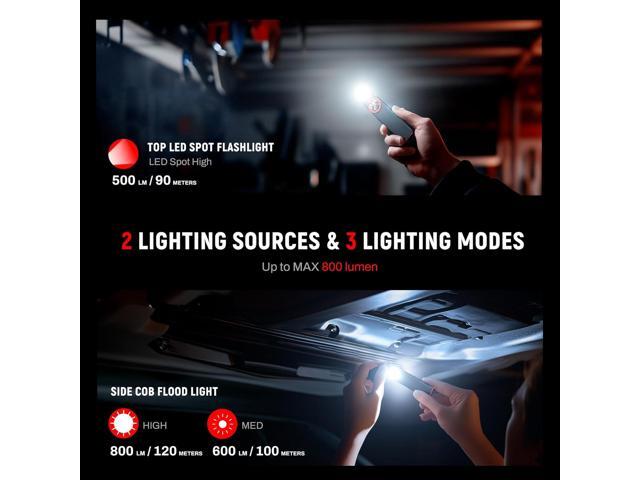 lexall EDC Flashlight, 2 Pack 800Lumen Rechargeable Pocket Flat Flashlight, Magnetic LED Flashlight with Clip, Dimmable Mini Area Light for Car...