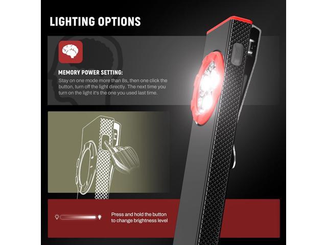 lexall EDC Flashlight, 2 Pack 800Lumen Rechargeable Pocket Flat Flashlight, Magnetic LED Flashlight with Clip, Dimmable Mini Area Light for Car...