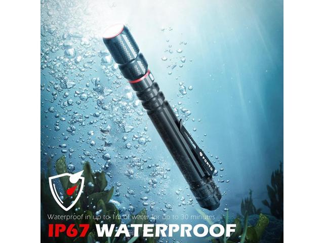 FORTO Rechargeable Pen Light Flashlight, 400 Lumens Small Pocket Flashlight with Clip, IP67 Waterproof, 2 Light Modes, 3-Color Battery Indicator,...