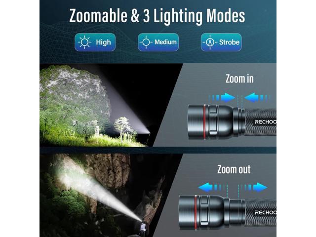 Rechargeable Flashlights High Lumens, G1000 Super Bright Flash Light 2 Pack, Small Zoomable LED Flashlight with 3 Lighting Modes, Portable...