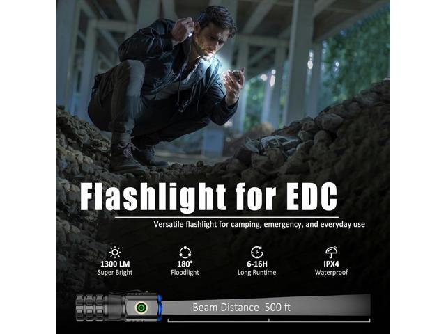 Portable LED Mini Flashlight, Rechargeable EDC Small Pocket Flashlight 6 Lighting Modes w/Magnet Clip Waterproof for Camping Hiking Night Walking...