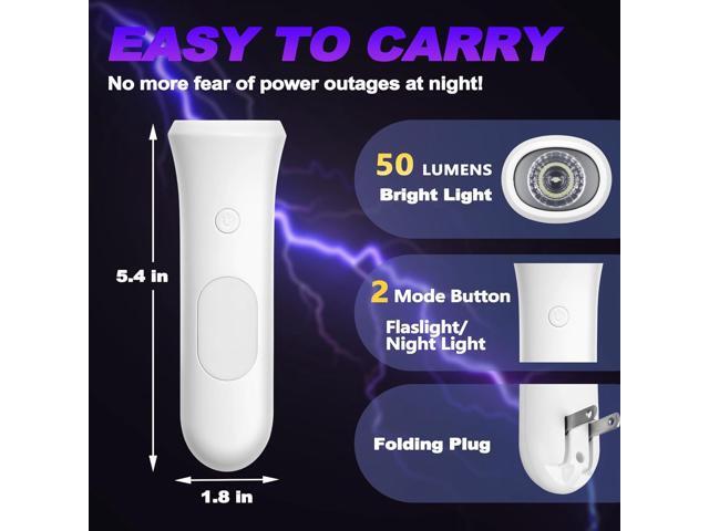 4 in 1 Emergency Lights for Home Power Failure, 3 Pcs Rechargeable LED Flashlight Plug in Wall, Automatic Turn-On Power Outage Night Light...