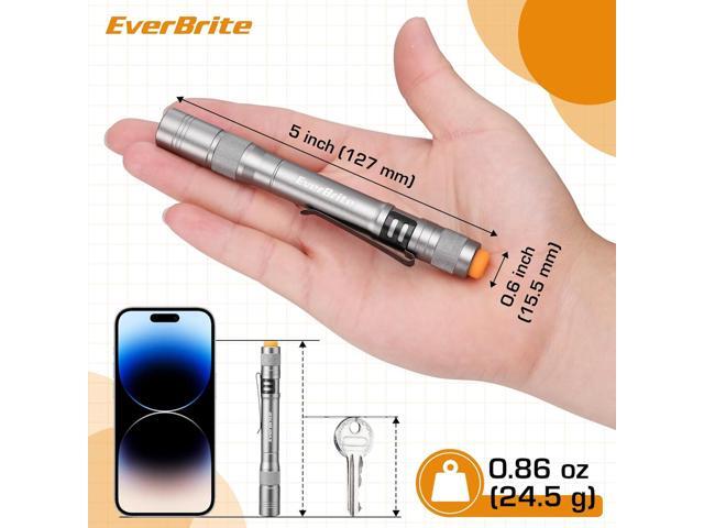 EverBrite Pen Light, 100LM Pocket Flashlights, Aluminum LED Pen Flashlights with Clip, 8 AAA Batteries Included, Pocket Flashlight for Camping,...