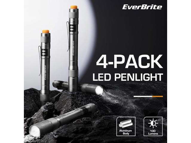 EverBrite Pen Light, 100LM Pocket Flashlights, Aluminum LED Pen Flashlights with Clip, 8 AAA Batteries Included, Pocket Flashlight for Camping,...