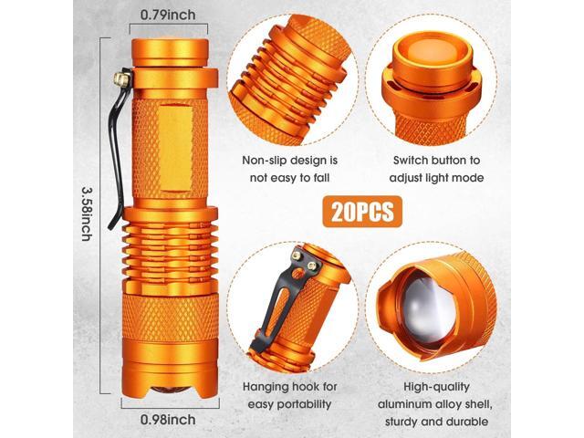 Fumete 20 Pieces LED Flashlight Mini 3 Mode Tactical Torch Small Water Resistant Pocket Flash Light Adjustable Focus Light Pen for Men, Father,...