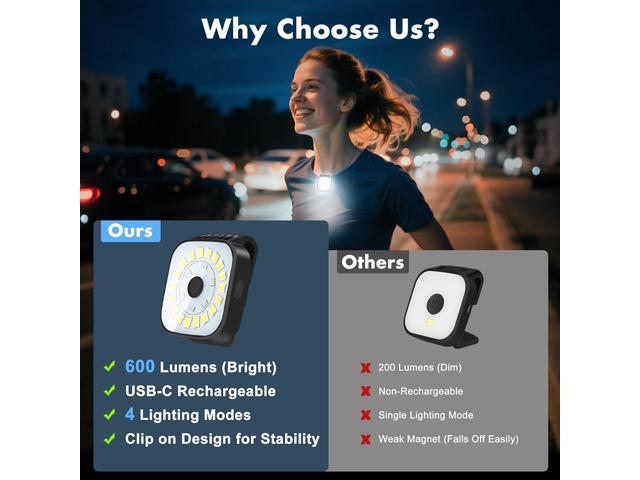 2 Pack Running Lights for Runners - Rechargeable Clip on Flashlight,Dog Flashlights for Night Walking, 4 Modes LED Running Light,Safety Lights at...