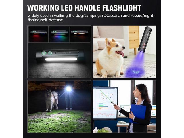 Wurkkos HD01 PRO 6-in-1 Flashlight with White Light UV Light & Green Light and Side Light,Working Handle Flashlight with Magnetic 1200LM for Outdoor...