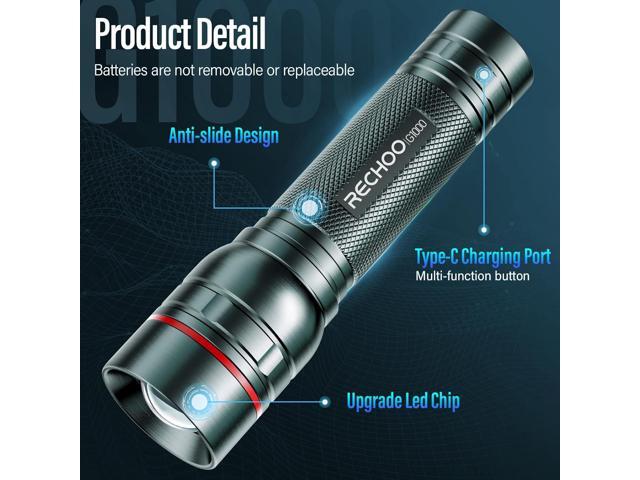 Rechargeable Flashlights High Lumens, G1000 Super Bright Flash Light 2 Pack, Small Zoomable LED Flashlight with 3 Lighting Modes, Portable...