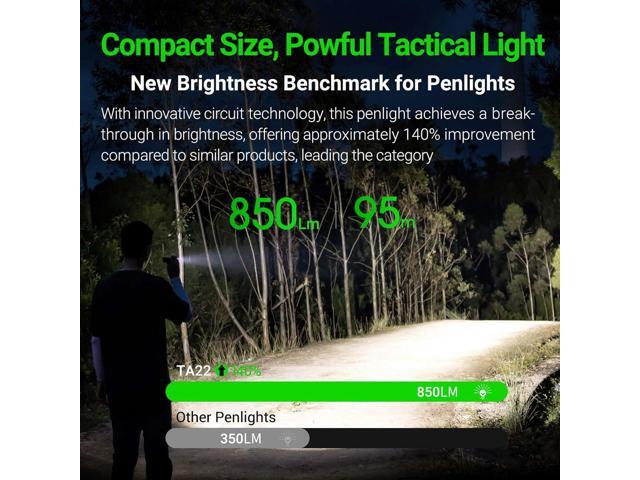 NEXTORCH TA22 Tactical EDC Flashlight Penlight Rechargeable Pen Flashlight, 850 Lumens, Waterproof & Impact-Resistant with Multi-Mode Options,...