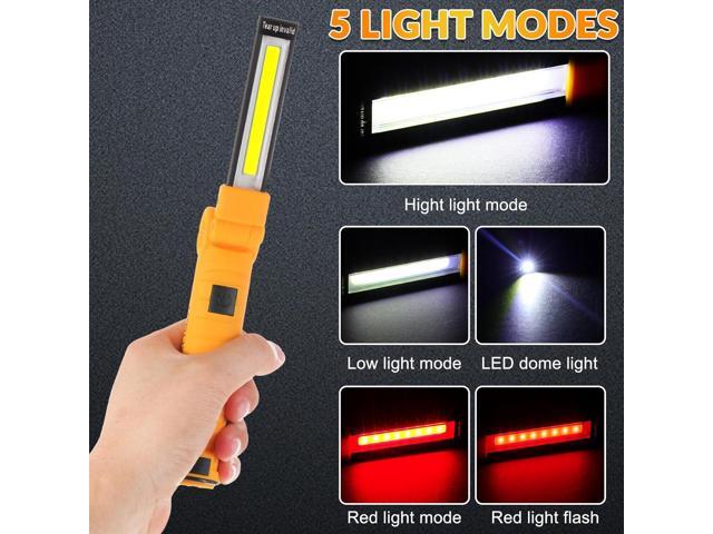 Mudder 6 Pcs LED Work Flashlights with Magnetic Base, Rechargeable, Portable, Yellow