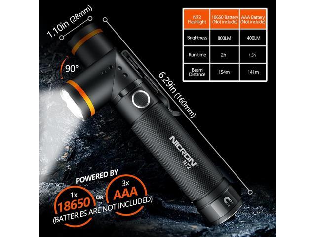 NICRON Flashlight, N72 800 Lumens Tactical Flashlight, 90 Degree Flashlight IPX4 Waterproof Led Flashlight 4 Modes- Best High Lumens are for...