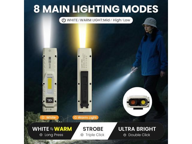 Flat Flashlights Rechargeable Small Tactical Flashlight with Clip,Stainless Steel EDC Led Light with Digital Display,880 Lumen Pocket Flashlight...