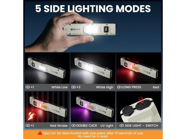 Flat Flashlights Rechargeable Small Tactical Flashlight with Clip,Stainless Steel EDC Led Light with Digital Display,880 Lumen Pocket Flashlight...