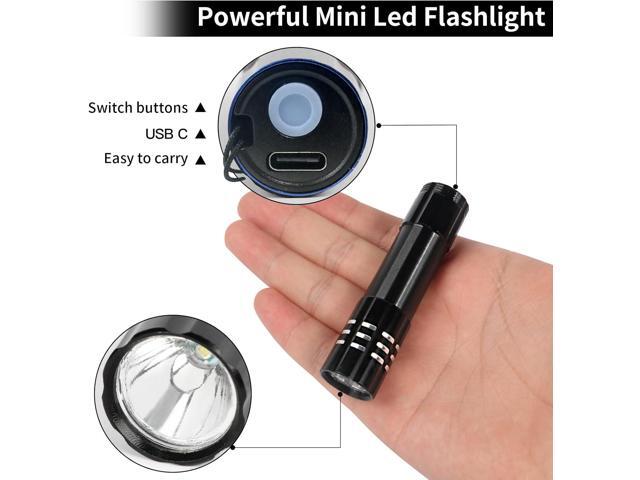 6 Pack LED Aluminum Small Mini USB C Rechargeable Flashlights, Handheld Small Flashlight Bulk, Portable Camping Bright High Lumens Flashlight...