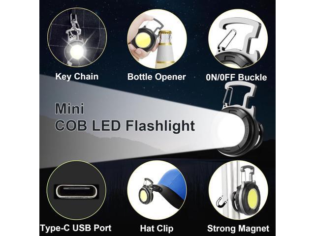 SEFONE Keychain Flashlight 2 Pack, 1000 Lumens EDC Flashlight COB Work Light, Bottle Opener Keychain Mini Pocket Flashlight with Magnet Bracket...