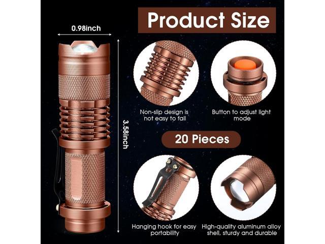 Fumete 20 Pieces LED Flashlight Mini 3 Mode Tactical Torch Small Water Resistant Pocket Flash Light Adjustable Focus Light Pen for Men, Father,...