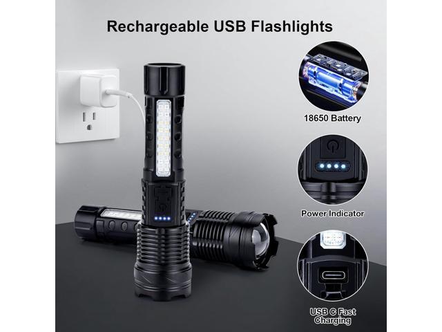 Flashlights High Lumens Rechargeable 980,000L (2 Packs), Super Bright LED Tactical Handheld Flashlight High Powered Flash Light with 7 Modes,...