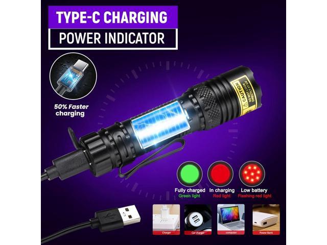DARKDAWN UV Flashlight 395nm Black Light Mini USB Rechargeable Ultraviolet LED Blacklight Woods Lamp Powerful Fluorescent Portable Detector for Pet...