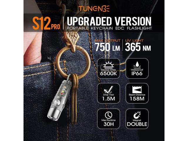 S12Pro Keychain Flashlight Rechargeable,750 High Lumen EDC Mini Flashlight with Clip,Multifunction COB Light with 365nmUV-11 Lighting Modes, Tail...